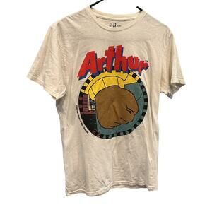 Vintage Arthur T-Shirt Size M PBS Kids Clenched Fist Meme Marc Brown 2001 Y2K